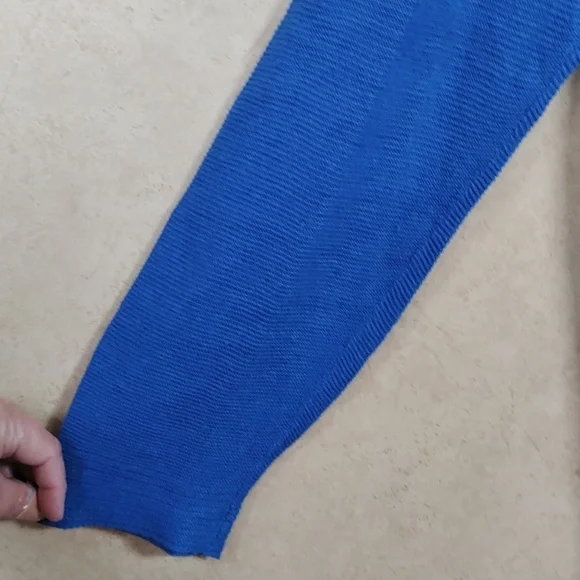 04529 Eileen Fisher royal blue organic linen long sleeve sweater L - Picture 5 of 10